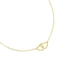 Gold Over Sterling Silver Interlocking Heart Anklet