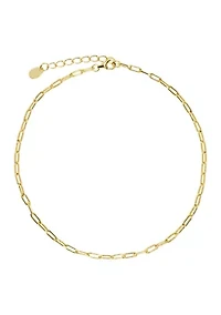 Gold Over Sterling Silver Paperclip Chain Anklet