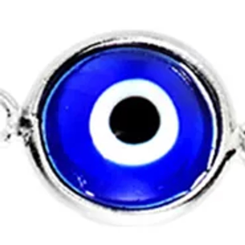 Sterling Silver Evil Eye Curb Bead Chain Anklet