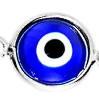 Sterling Silver Evil Eye Curb Bead Chain Anklet
