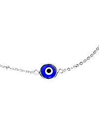 Sterling Silver Evil Eye Curb Bead Chain Anklet