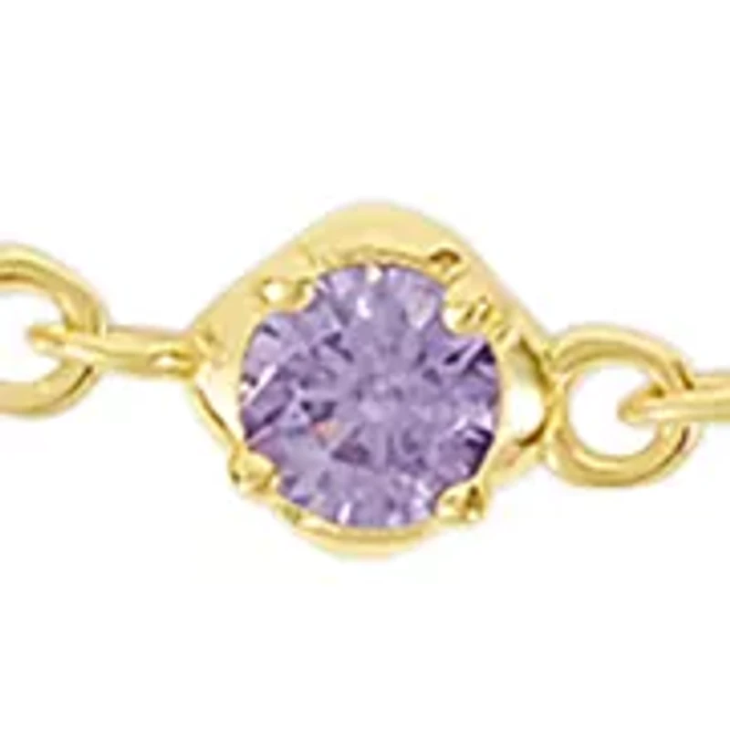 Gold Over Sterling Silver Cubic Zirconia Multi Cable Anklet