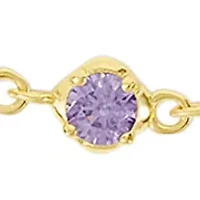 Gold Over Sterling Silver Cubic Zirconia Multi Cable Anklet