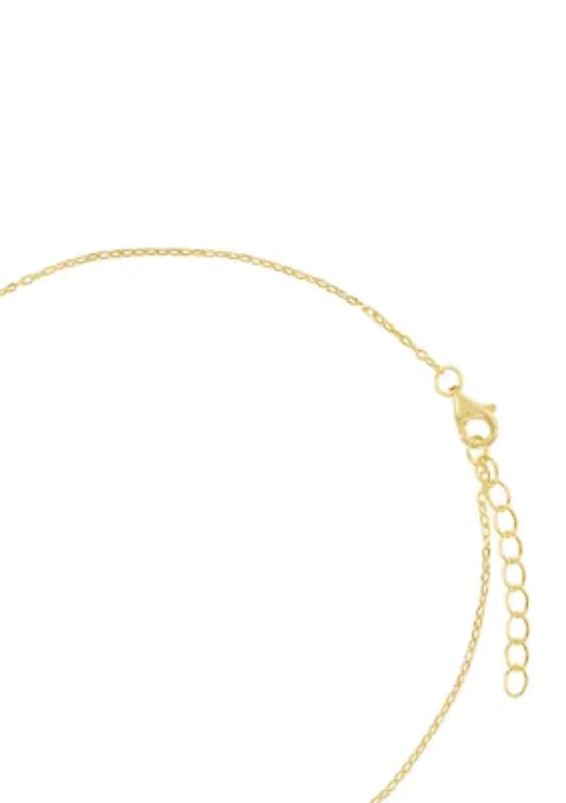 Gold Over Sterling Silver Cubic Zirconia Multi Cable Anklet