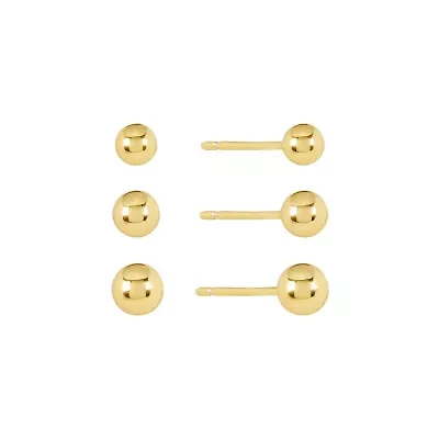 Gold Plated 4mm,5mm,6mm Trio Ball Stud Earring Set