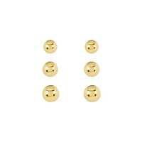 Gold Plated 4mm,5mm,6mm Trio Ball Stud Earring Set
