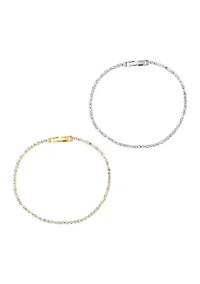 Silver Plated and Gold Plated Crystal Tennis Bracelet Set