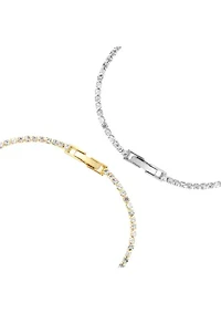 Silver Plated and Gold Plated Crystal Tennis Bracelet Set