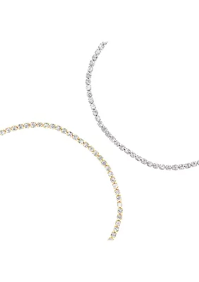 Silver Plated and Gold Plated Crystal Tennis Bracelet Set