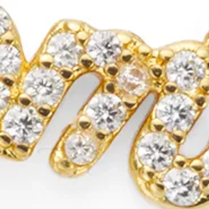 Gold Plated Cubic Zirconia Mom Necklace and Stud Earring Set
