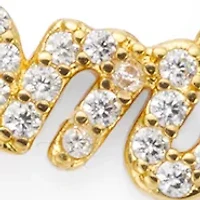Gold Plated Cubic Zirconia Mom Necklace and Stud Earring Set