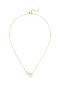 Gold Plated Cubic Zirconia Mom Necklace and Stud Earring Set