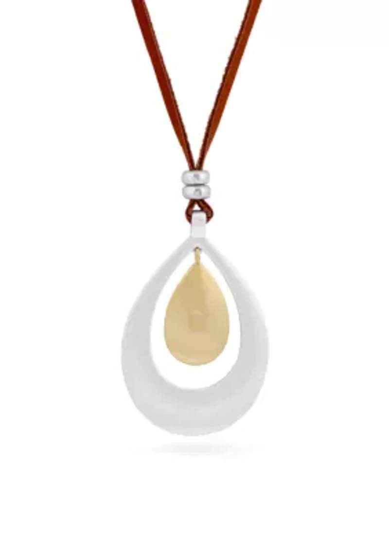 Two-Tone Teardrop Pendant Necklace