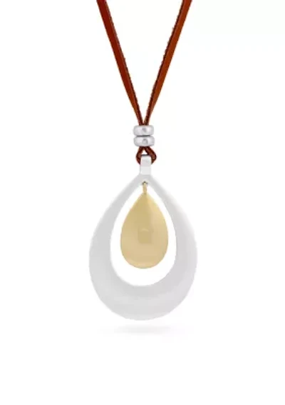 Two-Tone Teardrop Pendant Necklace