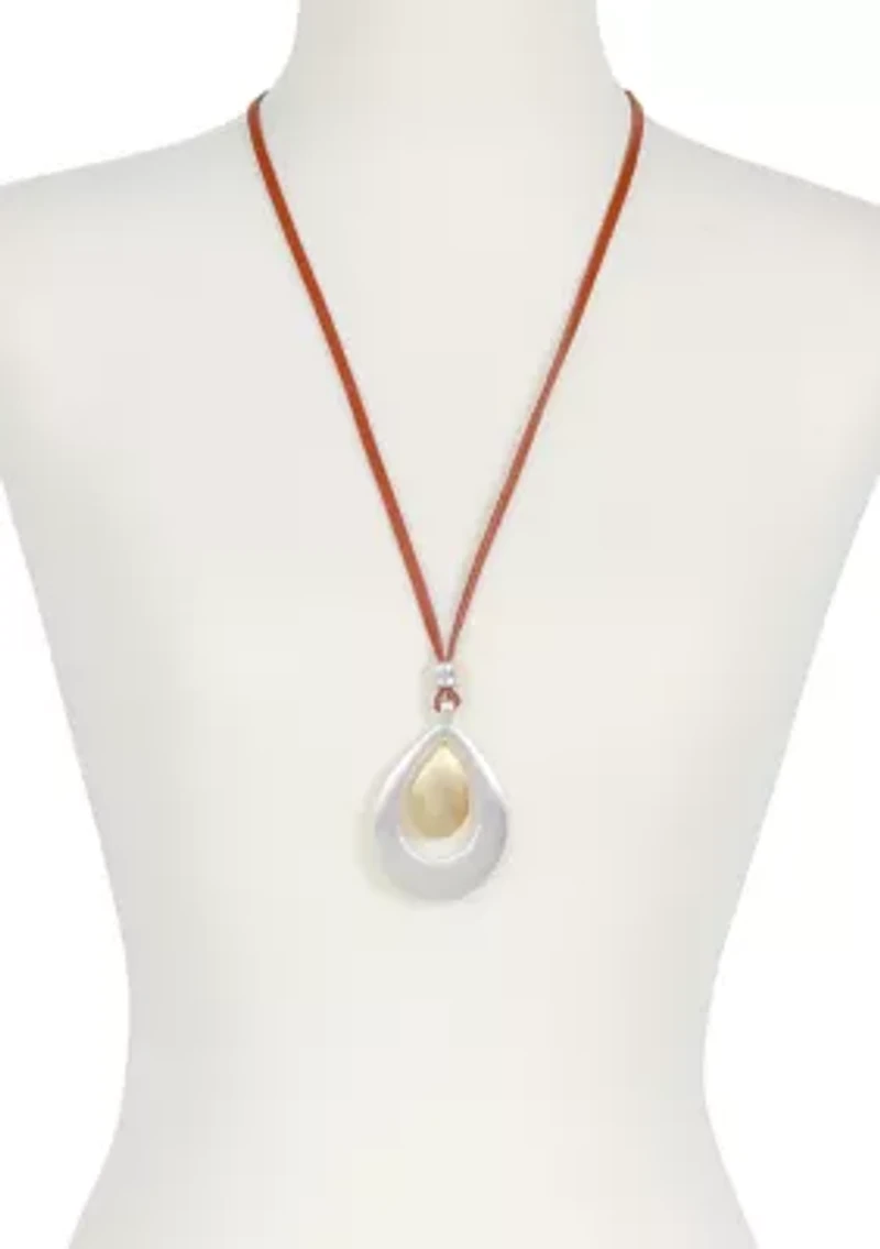 Two-Tone Teardrop Pendant Necklace