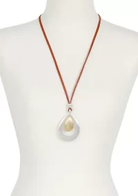 Two-Tone Teardrop Pendant Necklace