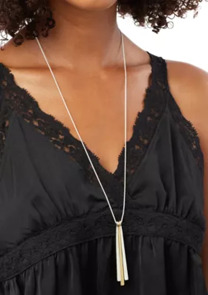 Two Tone Sunray Pendant Necklace