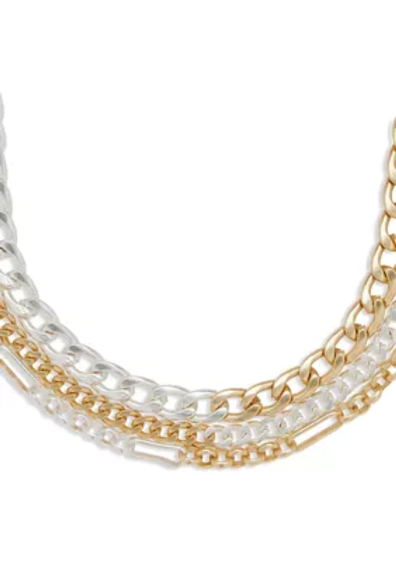 Two Tone Chain Layer Necklace