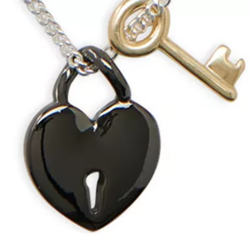 Ox Heart Lock and Key Pendant Necklace