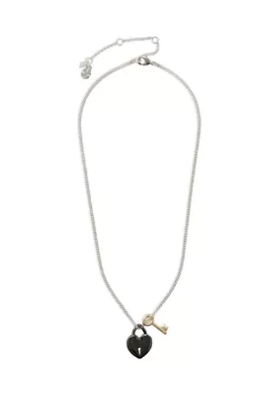 Ox Heart Lock and Key Pendant Necklace