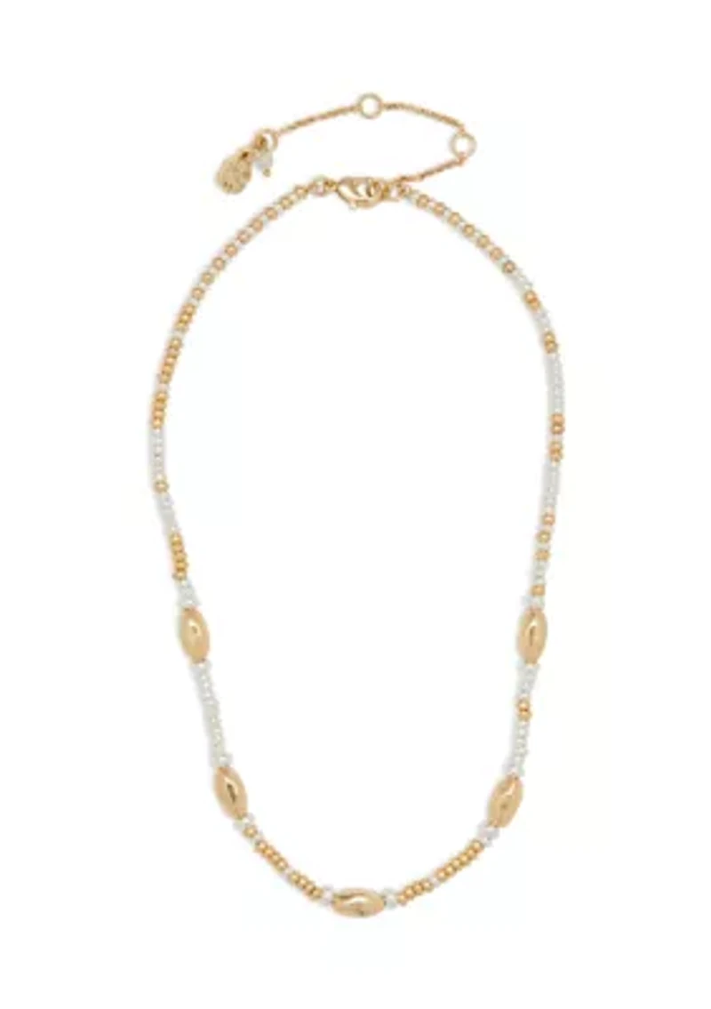 Two Tone Beaded Collar Necklace