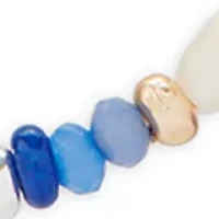 Blue and Pearl Beaded Hoop Earrings