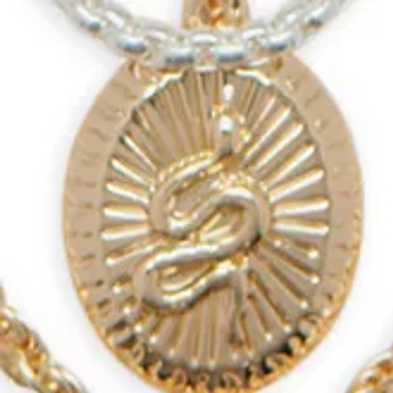 Drama Chain Layer Necklace with Snake Pendant
