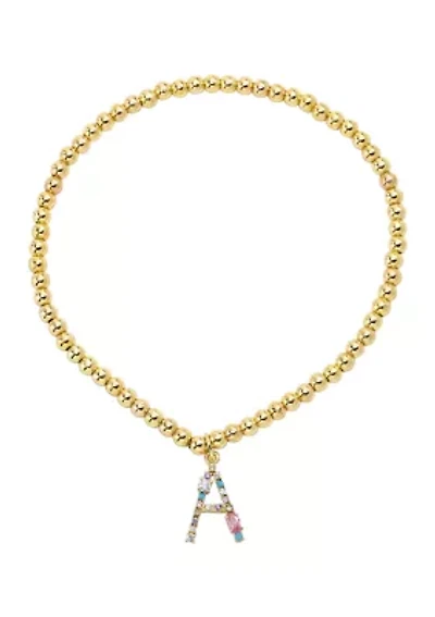Lab Created Multicolor Initial Bracelet