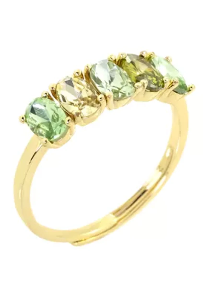 Gold Cubic Zirconia Adjustable Multi Stone Ring