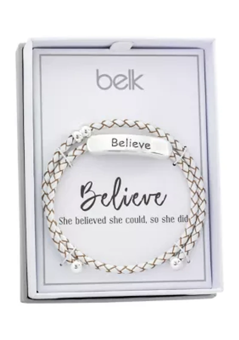 Lab Created Leather Believe Bracelet