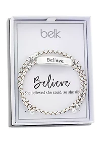 Lab Created Leather Believe Bracelet