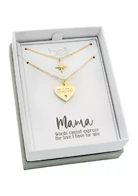 Lab Created Gold Tone Duo Mama and Star Pendant Necklace