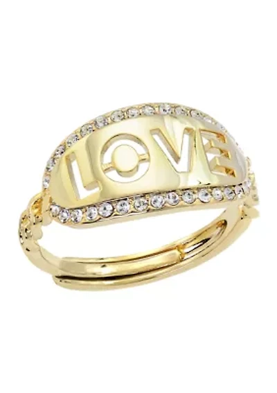 Lab Created Love Crystal Adjustable Ring