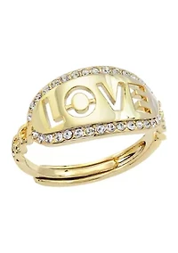 Lab Created Love Crystal Adjustable Ring