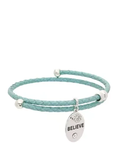 Boxed Crystal Coil Leather Bracelet