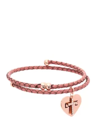 Boxed Crystal Coil Leather Bracelet