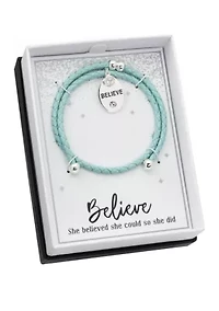 Boxed Crystal Coil Leather Bracelet