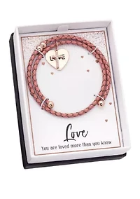 Boxed Crystal Coil Leather Bracelet