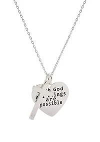 Boxed Inspirational; Heart and Cross Necklace