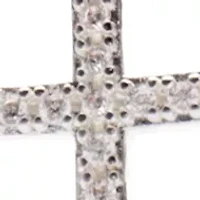 Silver Tone Cubic Zirconia Cross Pendant Boxed Necklace