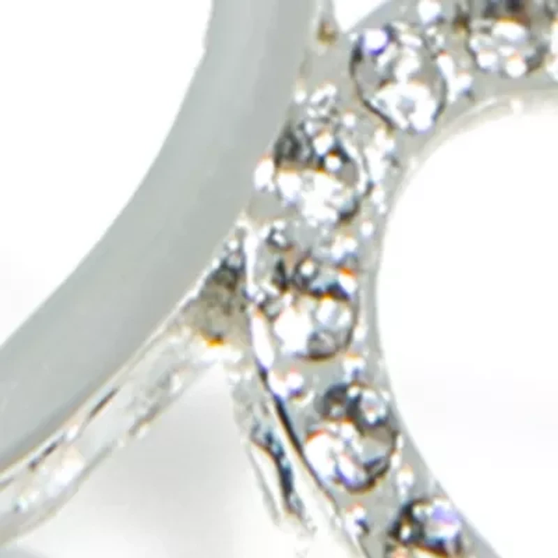 Silver Tone Pavé Crystal Open Band Ring