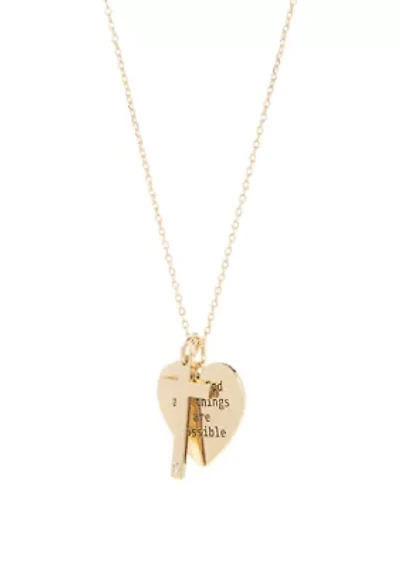 Boxed Inspirational; Heart and Cross Necklace