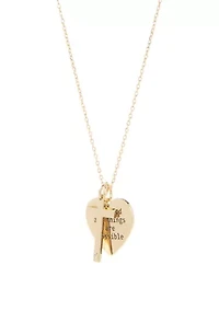 Boxed Inspirational; Heart and Cross Necklace