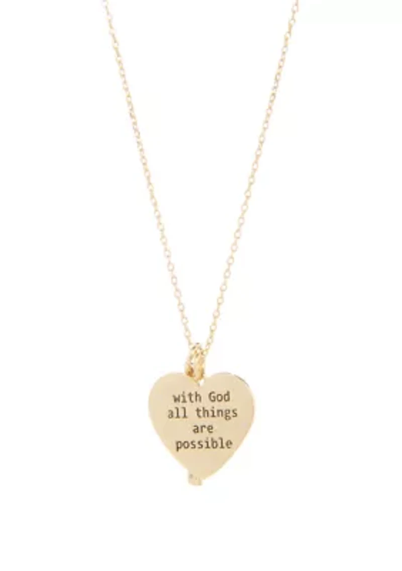 Boxed Inspirational; Heart and Cross Necklace