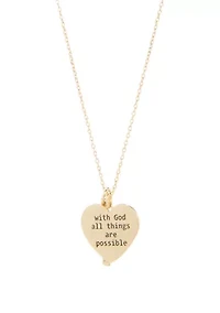 Boxed Inspirational; Heart and Cross Necklace