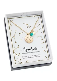 Boxed Zodiac Pendant Disc Necklace