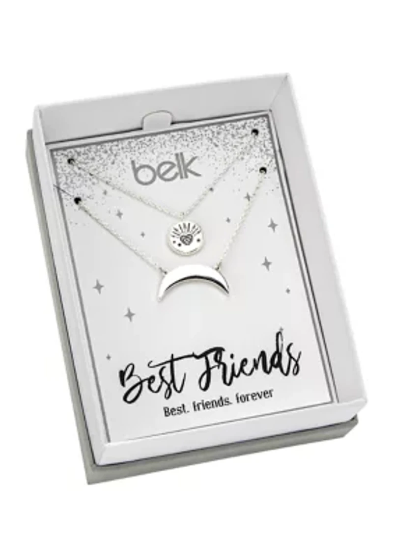 Boxed Duo Disc Horn Pendant Necklace Set 