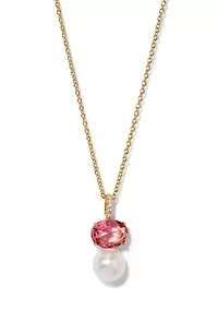 Lab Grown Natural Beauty Double Pearl Drop Pendant Necklace
