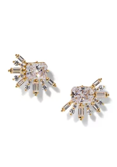 Lab Grown Cubic Zirconia Halo Stud Earrings