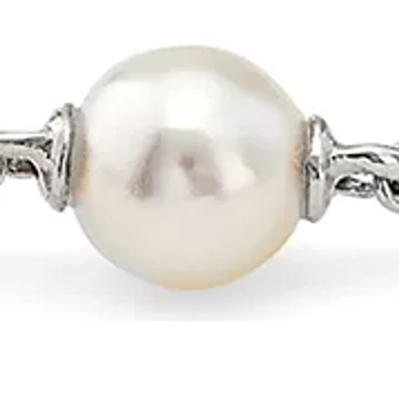 Rhodium Plated  1/2 ct. t.w. Cubic Zirconia and Pearl Lined Bracelet 